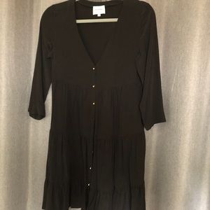 Sezane Aure Dress Black Silk Size 36